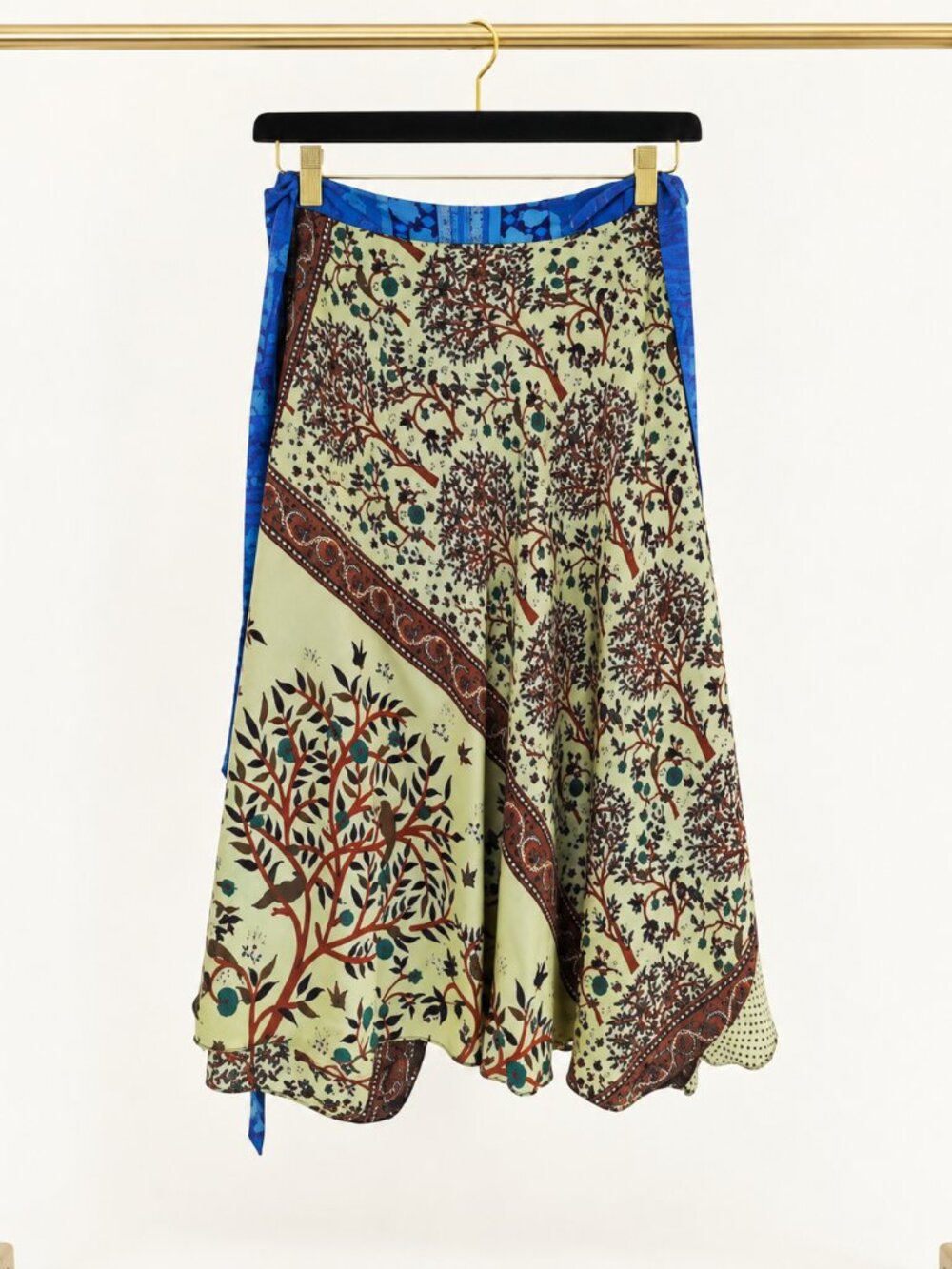 Bohemian Reversable Upcycled Sari Silk Wrap Skirt One Size India Maple Clothing